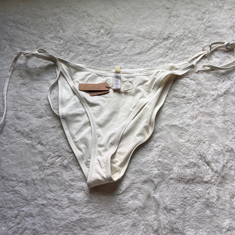 SKIMS Swim Tanga Bikini Bottom Sugar Plum White Side Tie High Cut Size 2X NEW